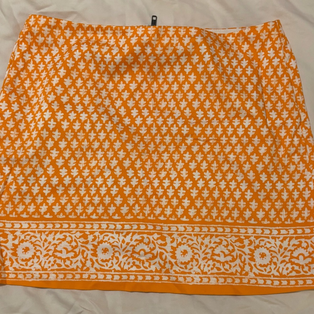 J. Crew Vibrant Orange and White Mini Skirt